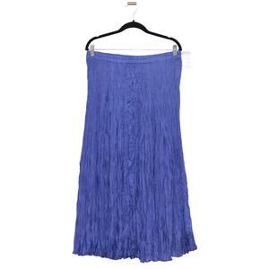 Luxe 100% Silk Purple Blue Crinkle Maxi Skirt Size XL NWT